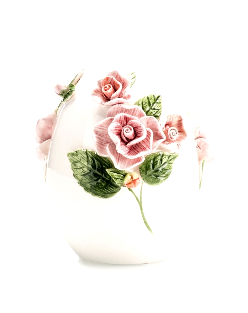 Uovo Con Rose Rosa E Nido Cm18