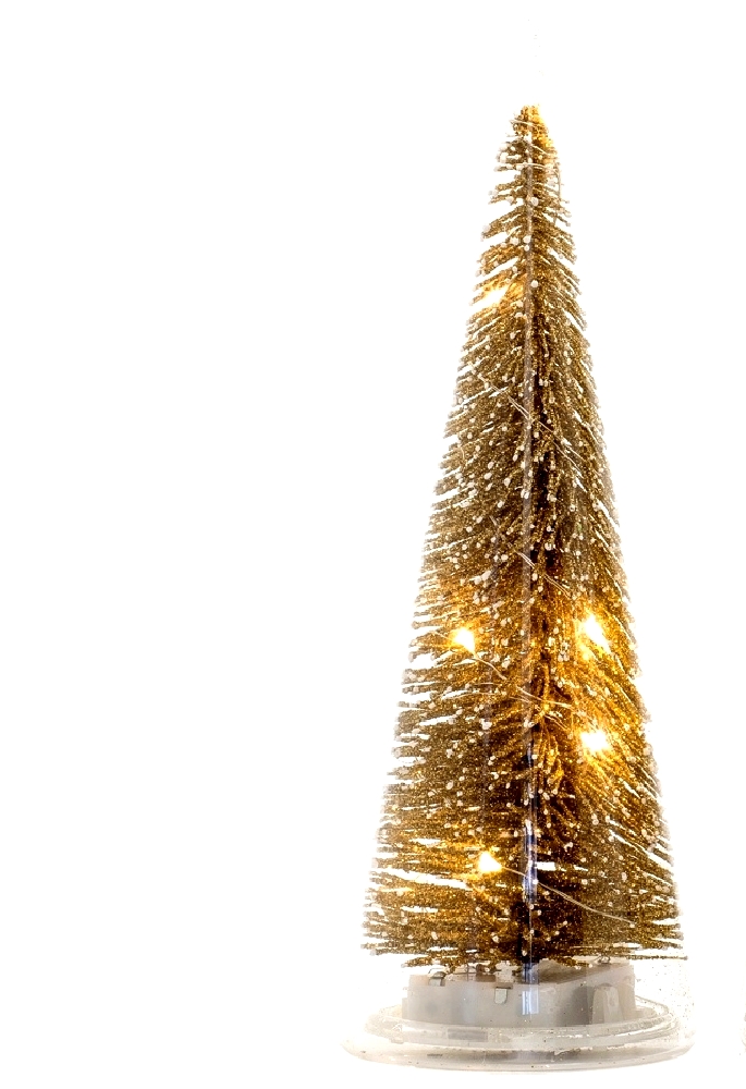 Albero Di Natale In Vetro Soffiato Color Oro Con Led H: Cm20