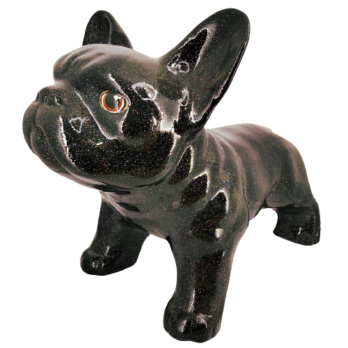 Bulldog Big One Glitter Nero Realizzato a mano in ceramica di alta qualità con materiali naturali ed ecologici. Misure: 42x20x32 cm (LxPxA)