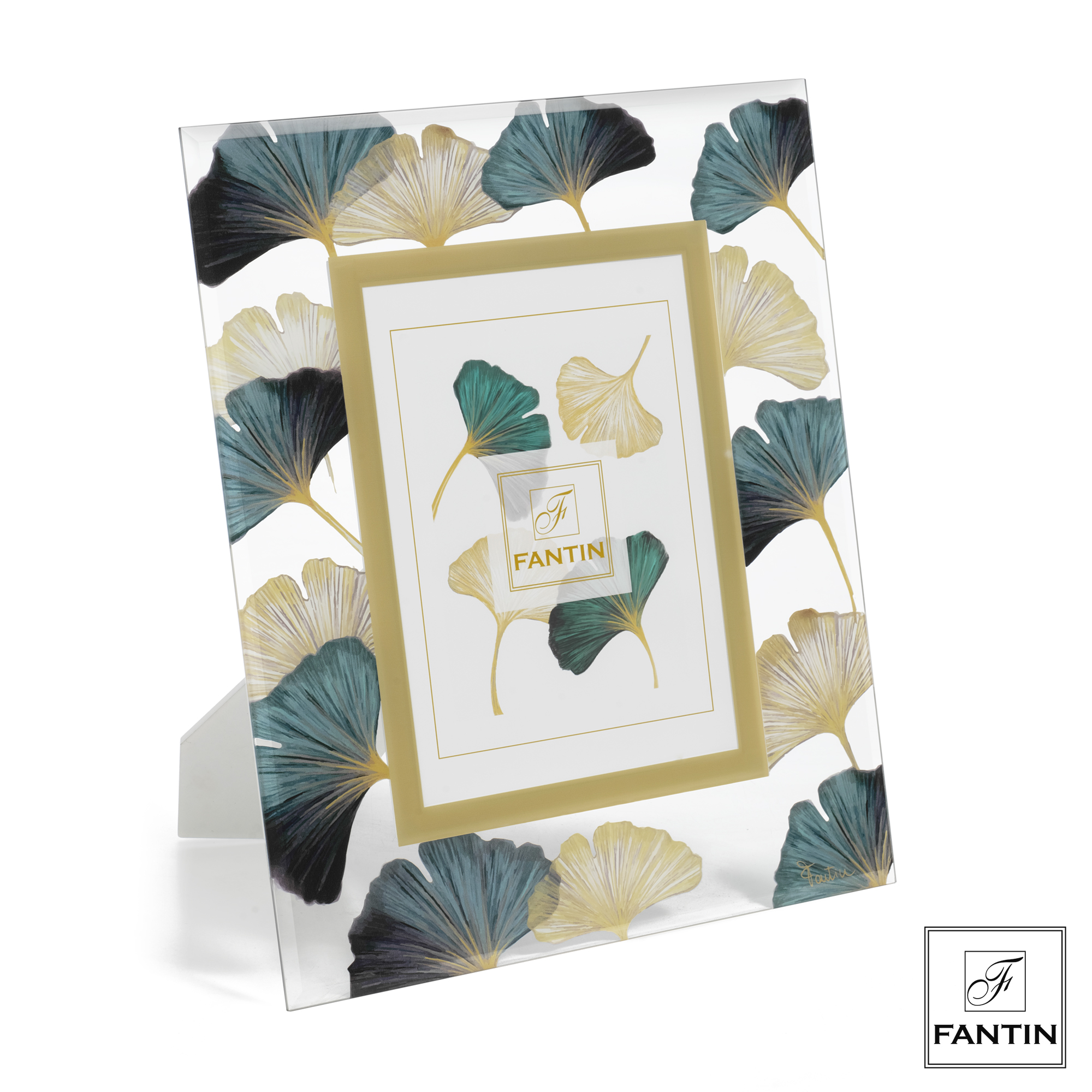 P.Foto Vetro 13X18 Foglie Ginkgo R.Bianco