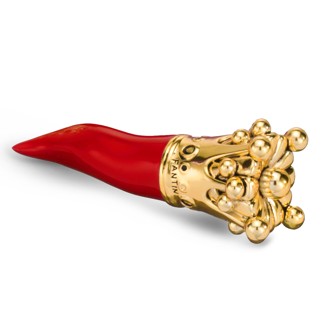 Cornetto Rosso Corona Oro Cm.12,5