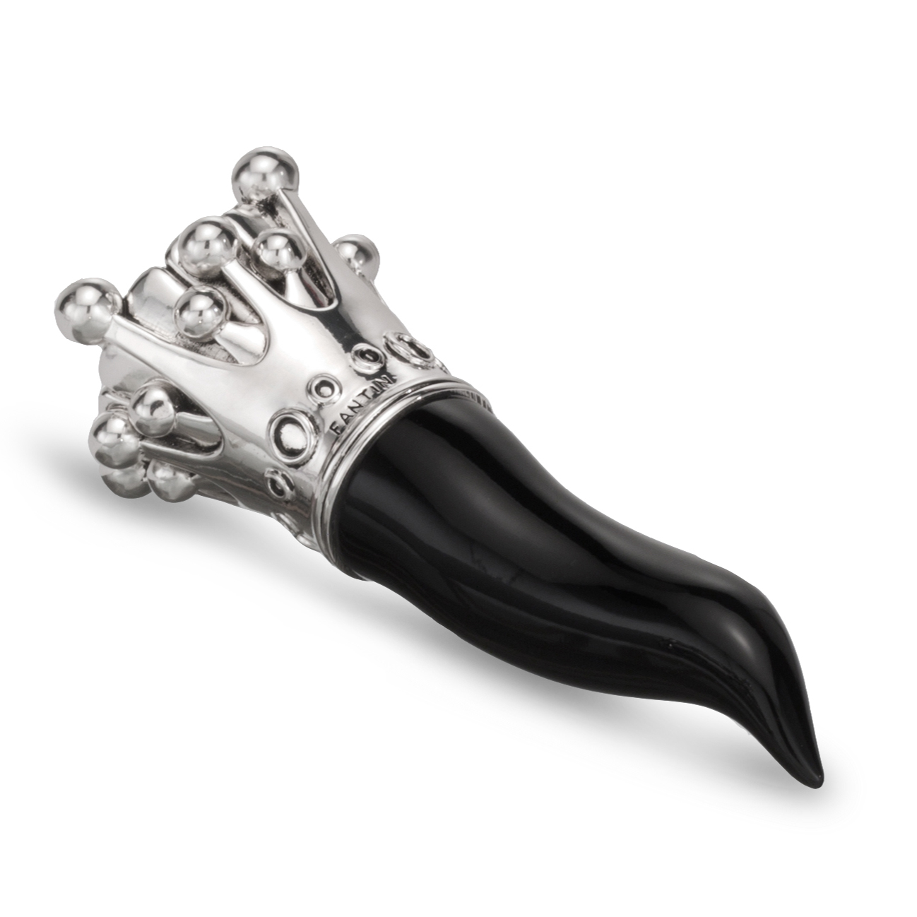 Cornetto Nero Corona Argento Cm.18