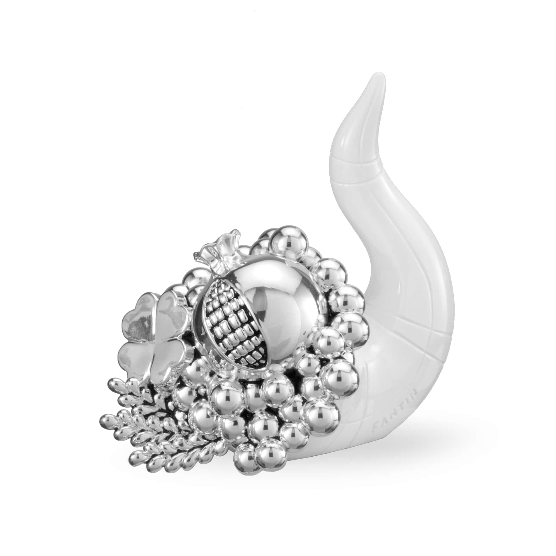 Cornucopia Bianca Frutta Argento Cm.13X8Xh12