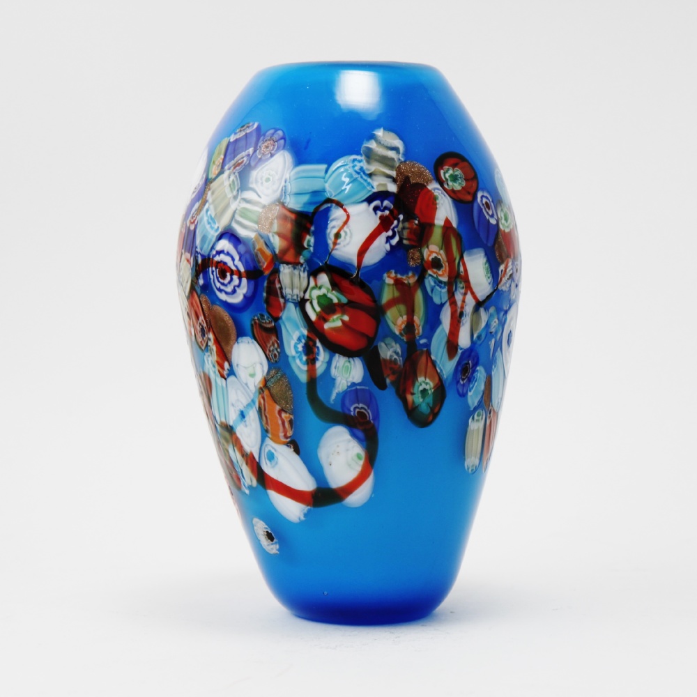 vaso pastello azzurro c/murrine cm18